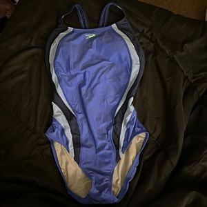 blue speedo one piece swimsuit size 12